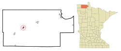 巴杰在罗索县及明尼苏达州的位置（以红色标示）