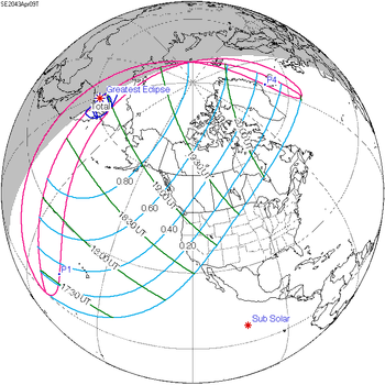 Eclissi solare 9 aprile 2043