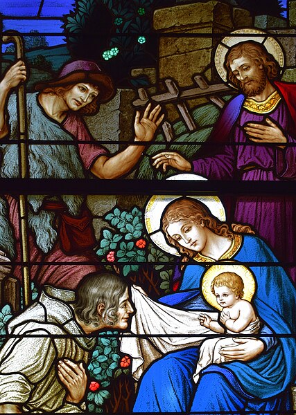 File:Saint Mary of the Assumption Parish (Springboro, Ohio) - stained-glass, Adoration by the Shepherds detail.jpg