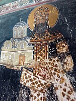 Saint Milutin, fresco in Studenica