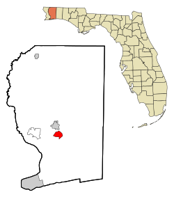 Santa Rosa County Florida Incorporated and Unincorporated areas Bagdad Highlighted.svg