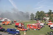 Scheunenbrand in Petersberg im September 2016, Feiuerwehreinsatz mehrerer Wehren inklusie der Feuerwehr Fulda und des Katastrophenschutzzuges.