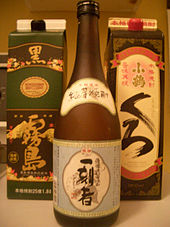 Various brands of sweet potato shōchū