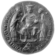 The mediaeval city seal of Aachen on which the design of the prize medal is based Sigillum regalis sedis urbis Aquensis anno 1327.png