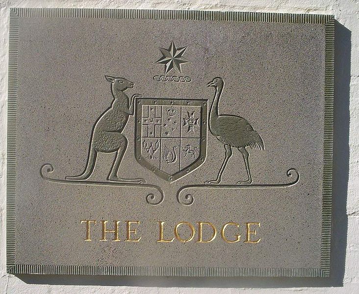 File:Sign at the front of the Lodge in canberra.JPG