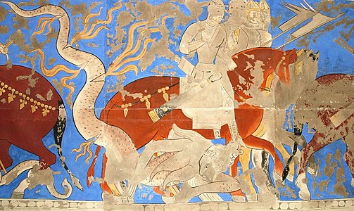 Detall dels murals de Penjikent, segles v-viii