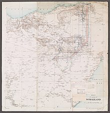 Map showing the eastern boundaries of Somaliland by the Somaliland Treaties including the Anglo-Italian boundary. Somaliland. Anglo-Italian Boundary Commission 1929-1930. Index to Field sheets etc. War Office ledger (WOOS-33-1).jpg