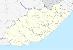 Mapa konturowa Prowincji Przylądkowej Wschodniej, u góry znajduje się punkt z opisem „Aliwal North”