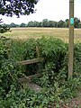Stile ^ Sign of footpath to Bedfield Little Green - geograph.org.uk - 2448342.jpg