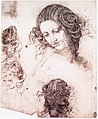 Study of a woman's head and coiffure for Leda and the Swan by Leonardo, c. 1506[2]