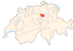 Kort som viser hvor i Schweiz Zug ligger