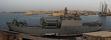 Port side view of TCG Bayraktar in Valletta Harbour TCG Bayraktar (L-402) in Valletta harbor (total).jpg