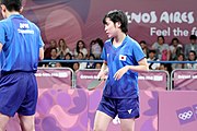 Deutsch: Tischtennis bei den Olympischen Jugendspielen 2018; Tag 9, 15. Oktober 2018; Mixed, Finale, Mixed-Doppel – Miu Hirano & Tomokazu Harimoto (JPN) gegen Sun Yingsha & Wang Chuqin (CHN) 1:3 English: Table tennis at the 2018 Summer Youth Olympics at 15 October 2018 – Mixed Final, Mixed-Double – Miu Hirano & Tomokazu Harimoto (JPN) Vs Sun Yingsha & Wang Chuqin (CHN) 1:3