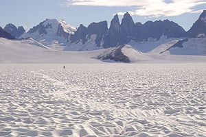 View over the lower part of the Taku Glacier