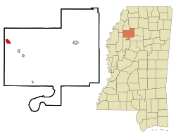 Location of Tutwiler, Mississippi