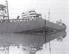 The S.S. Schenectady split apart by brittle fracture while in harbor, 1943. TankerSchenectady.jpg
