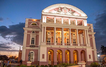Amazon Theatre, in Manaus. More than 120 years old, it represents the city's heyday during the rubber boom.[62]
