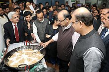 The Finance Minister Arun Jaitley at the Halwa ceremony to mark the commencement of Budget printing process The Union Minister for Finance, Corporate Affairs and Information & Broadcasting, Shri Arun Jaitley at the Halwa ceremony to mark the commencement of Budget printing process for General Budget 2016-17, in New Delhi.jpg