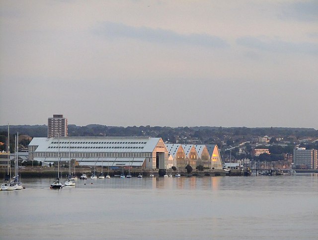Image: The covered slips at Chatham dockyard, seen from Lower Upnor   geograph.org.uk   3079732