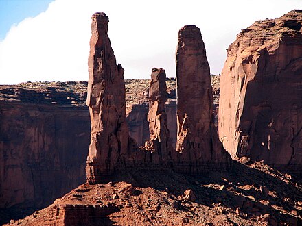 Three Sisters in Eastern Monument Valley