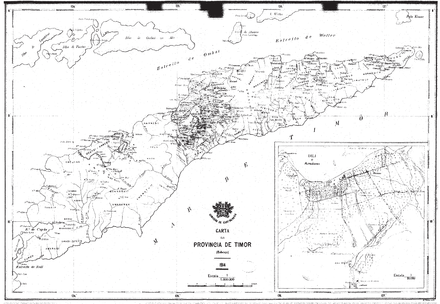 1914 Portuguese map of Portuguese Timor and Dili.