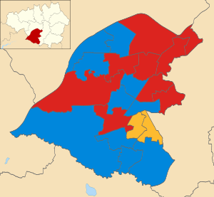 2016 local election results in Trafford Trafford wards 2016.svg