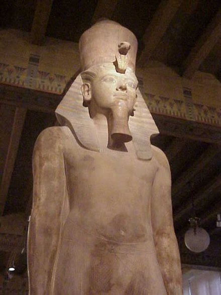 Quartzite statue thought to be of Tutankhamun from temple complex at Medinet Habu