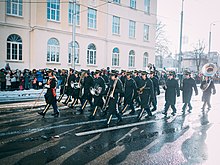 The band during the Estonia 100 Parade. U.S. Embassy Tallinn 1110863 (40655292801).jpg