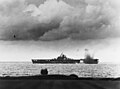 USS Bunker Hill (CV-17) is near-missed by a Japanese bomb during the Battle of the Philippine Sea, 19 June 1944 (80-G-366983).jpg