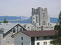 Vancouver School of Theology, with the North Shore Mountains as a backdrop.