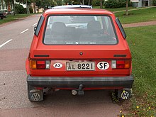 Volkswagen Golf Mk1 with both International vehicle registration codes, the Aland Islands (AX) and Finland (SF) VW Golf I Aland.JPG