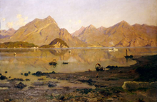 Vue de Lierna de Bellagio, Silvio Poma, 1888, huile sur toile, 100,5x176,5, Musée Gallerie d'Italia, Milan, Fondazione Cariplo Collection.png