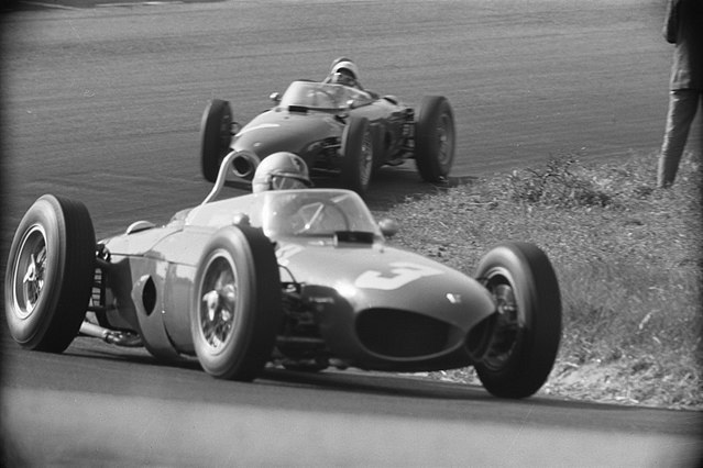 Phil Hill (no. 1) and Wolfgang von Trips (no. 3) were teammates and championship rivals. Von Trips was fatally injured in the penultimate round of the