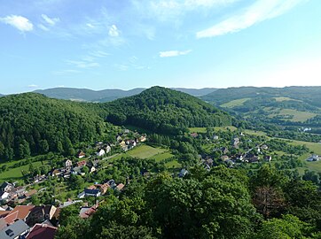 Vue depuis le château de Štramberk : la colline Kotouč.