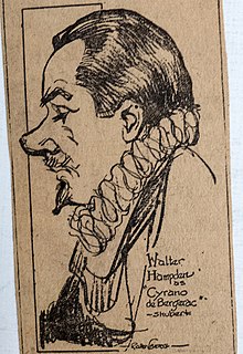 Walter Hampden as Cyrano de Bergerac, drawing by Manuel Rosenberg for the Cincinnati Post, 1924