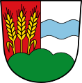 Gemeinde Breitenthal Über grünem Dreiberg gespalten von Rot und Silber, vorne drei goldene Roggenähren, hinten ein blauer Wellenbalken.