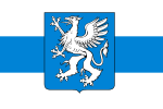 White-blue-white flag with Novgorod Republic Griffin Shield / Бело-сине-белый флаг с изображением Новгородской Республики Щит Грифона
