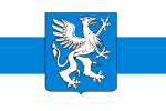 White-blue-white flag with Novgorod Republic Griffin Shield / Бело-сине-белый флаг с изображением Новгородской Республики Щит Грифона