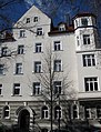 Wittelsbacherstraße 14; Mietshaus, deutsche Renaissance, mit Giebeln und Eckerkern, 1897–98 von Benedikt Beggel. This is a picture of the Bavarian Baudenkmal (cultural heritage monument) with the ID D-1-62-000-7634 (Wikidata)