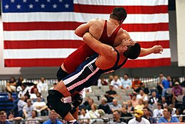 Greco-Roman wrestling match WrestlingUSAF Flag.jpg