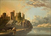 コンウィ城、ウェールズ （ウィリアム・ホッジス、1790年）