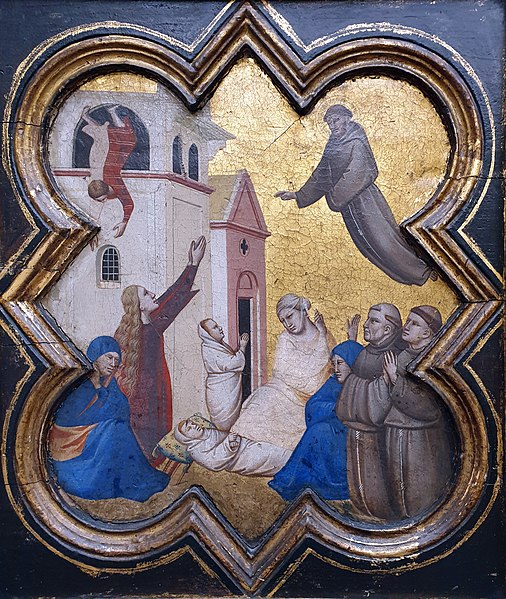 File:1335 Gaddi Der Heilige Franziskus erweckt ein Kind Gemäldegalerie Kat.Nr. 1074 anagoria.jpg