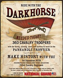 2008 recruitment poster for the "Darkhorse" Squadron. 153rd Cavalry Regiment (United States), 1st Squadron recruitment poster.jpg