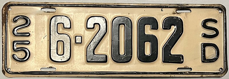 File:1925 South Dakota license plate.jpg