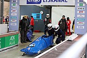 Deutsch: Bob-Europacup 2018/19; Station 1 in Altenberg, 2er-Rennen Nummer 1, Lauf 1 English: Bobsleigh Europe Cup 2018-19 in Altenberg - 2-man Race 1, first run