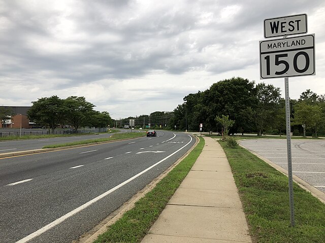 MD 150 westbound past MD 43 in Middle River