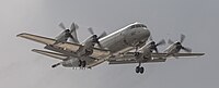 A US Navy P-3C Orion, tail 161587, on final approach at Kadena Air Base in Okinawa, Japan.