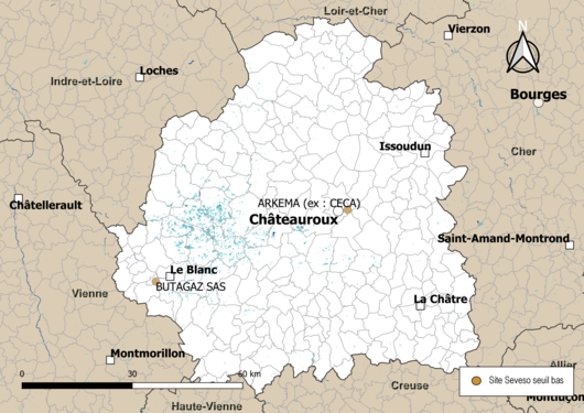 Carte des sites « Seveso seuil bas ».