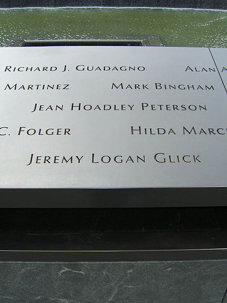 Glick's name is located on Panel S-67 of the National September 11 Memorial's South Pool, along with those of other passengers of Flight 93.