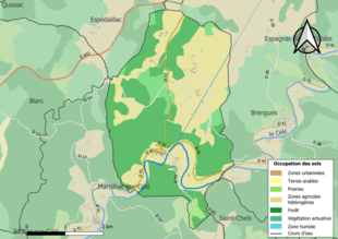 Kolorowa mapa przedstawiająca użytkowanie gruntów.